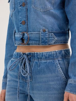 Women's Denim Moto Jacket in Blossoming alternative view 6