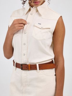 Women's Sleeveless Denim Dress in Natural alternative view 4