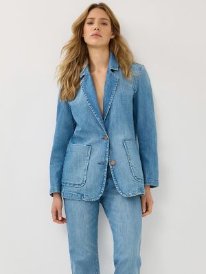 Women's Denim Blazer in Baby Blue alternative view