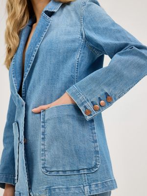 Women's Denim Blazer in Baby Blue alternative view 5