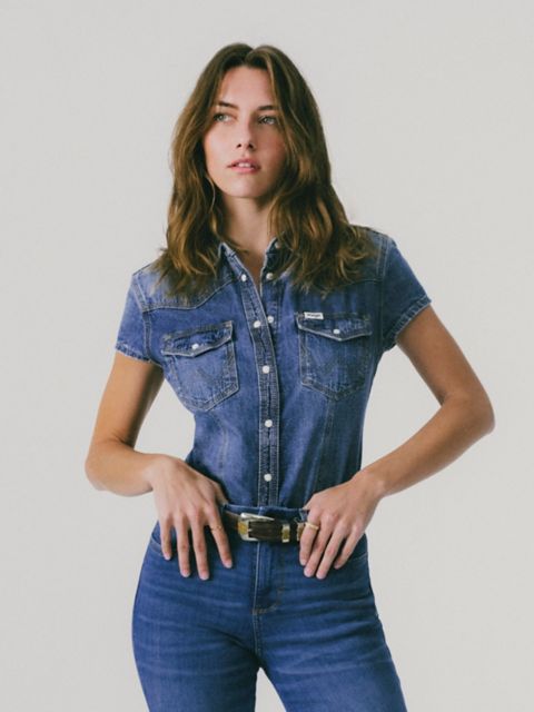 Женские рубашки Wrangler Women's Shrunken Denim Shirt