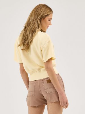 Women's Short Sleeve Sweatshirt in Banana Crepe alternative view 3