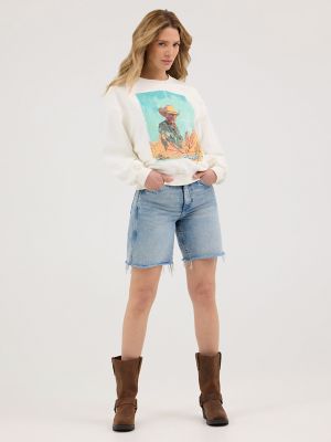Women's Oversized Graphic Sweatshirt in Vintage White alternative view
