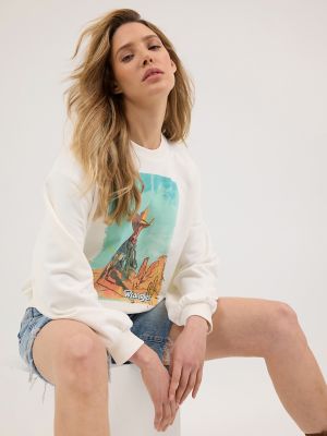 Women's Oversized Graphic Sweatshirt in Vintage White alternative view 2