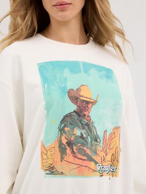Women's Oversized Graphic Sweatshirt in Vintage White alternative view 3