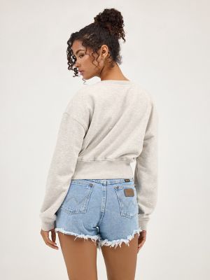 Women's Relaxed Crop Sweatshirt in Vintage White