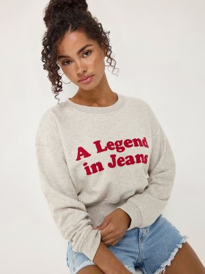 Women's Relaxed Crop Sweatshirt in Vintage White