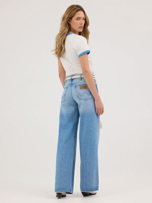 Women's Worldwide Mid Rise Wide Leg Jean in Ranch Housedown