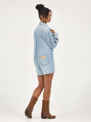 Women's Heritage Playsuit in Pale Blue Wash alternative view 2