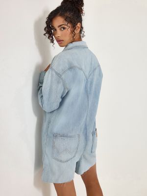 Women's Heritage Playsuit in Pale Blue Wash alternative view 5