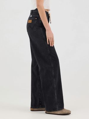 Women's Tie Front Loose Jean in Rinse Black alternative view 5