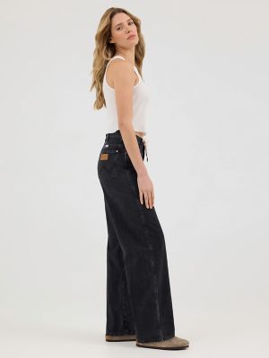 Women's Tie Front Loose Jean in Rinse Black alternative view 6