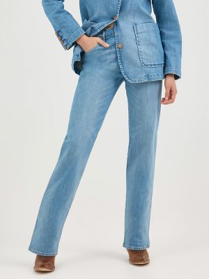 Women's Sunset Mid Rise Straight Jean in Baby Blue alternative view 2