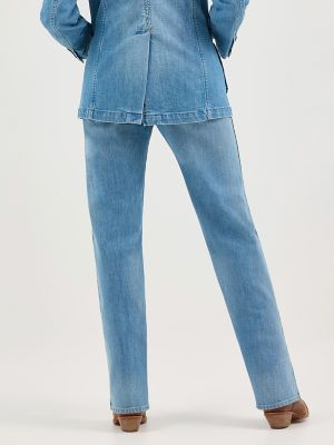 Women's Sunset Mid Rise Straight Jean in Baby Blue alternative view 3