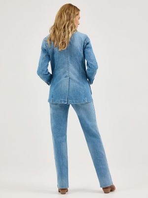 Women's Sunset Mid Rise Straight Jean in Baby Blue alternative view 8