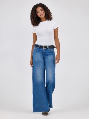 Women's Worldwide Mid Rise Wide Leg Jean in Ranch Housedown