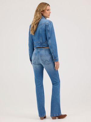 Women's Tie Front Bootcut Jean in Blossoming alternative view 7
