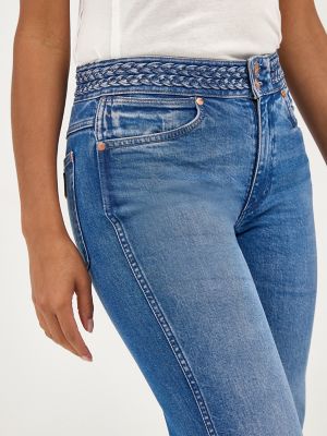 Women's Braided Flare Jean in Soft Sapphire