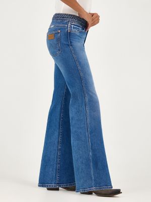 Women's Braided Flare Jean in Soft Sapphire