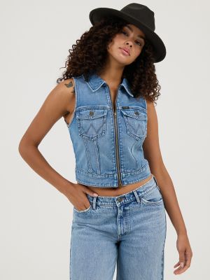 Women's Denim Zip Vest in Dallas