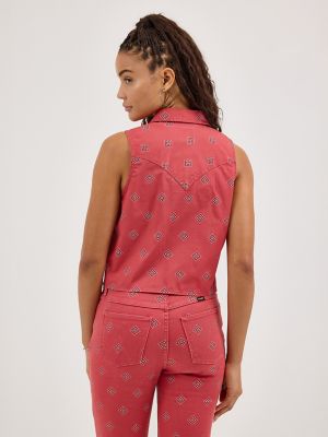 Women's Tie-Front Print Shirt in Diamond Bay alternative view 3