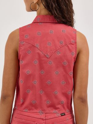 Women's Tie-Front Print Shirt in Diamond Bay alternative view 5