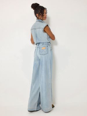 Women's Trouser Jumpsuit in Pale Blue Wash