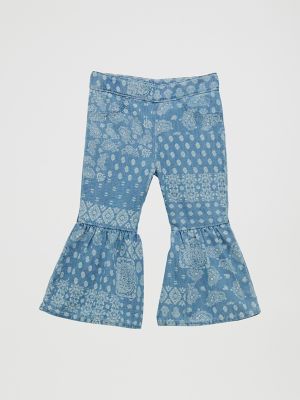 Little Girl's Bandana Print Ruffle Flare Jean