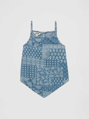 Girl's Hankerchief Hem Trapeze Tank in Denim