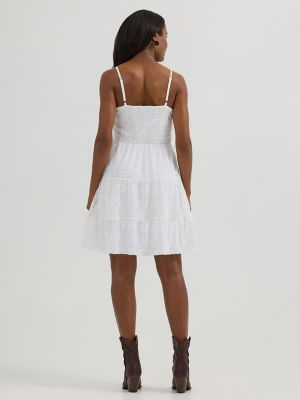 Women's Textured Tiered Mini Dress in White alternative view 2