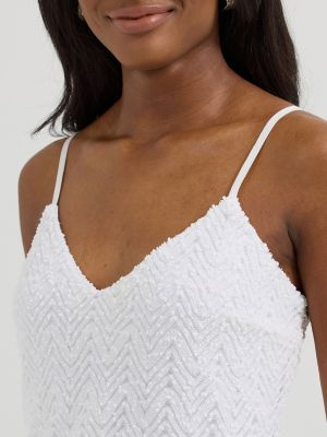 Women's Textured Tiered Mini Dress in White alternative view 3