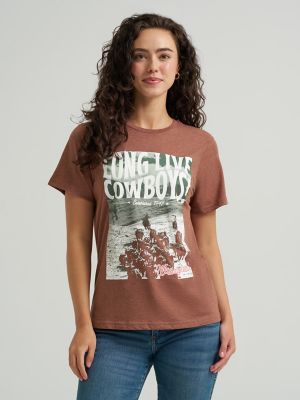 Women's Wrangler Long Live Cowboys® Reg Fit Tee in Cacao Nibs Heather