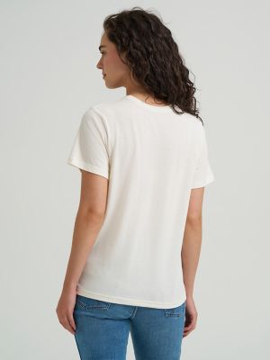 Women's Wrangler Kabel Logo Reg Fit Tee in Egret Heather