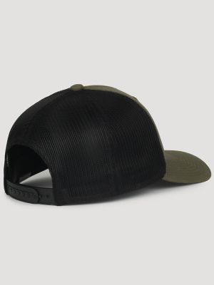 ◆Wrangler◆ Patch Mesh Trucker Cap Black Men's Mesh Back Wrangler Hat | Men's ACCESSORIES | Wrangler®