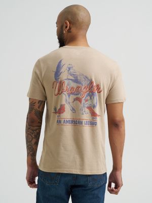 Men's Wrangler Bucking Cowboy Back Graphic T-Shirt in Trench Coat WRG