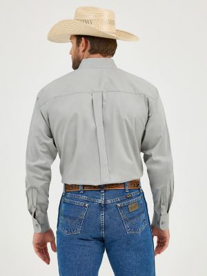 Wrangler® George Strait™ Solid One Pocket Button Down Shirt in Dove Gray alternative view