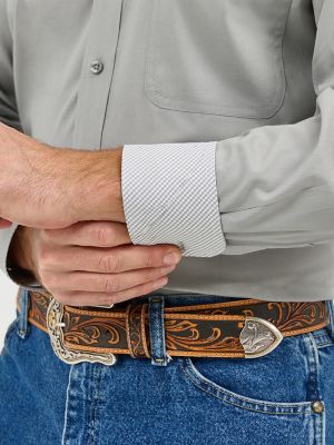 Wrangler® George Strait™ Solid One Pocket Button Down Shirt in Dove Gray alternative view 3