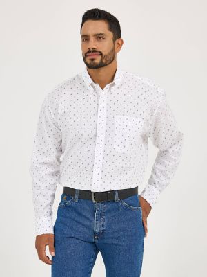 Wrangler® George Strait™ Long Sleeve Button Down One Pocket Shirt in Micro Diamond