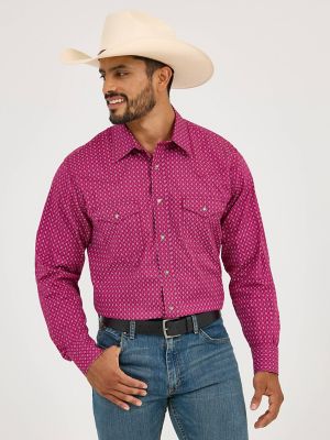 Men's 20X® Competition Advanced Comfort Long Sleeve Two Pocket Western Snap Shirt in Sangria Diamonds