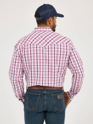 Men's 20X® Competition Advanced Comfort Long Sleeve Two Pocket Western Snap Shirt in Sangria Plaid