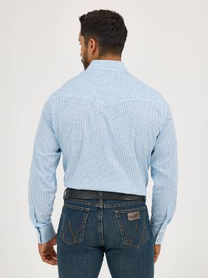 Men's 20X® Competition Advanced Comfort Long Sleeve Two Pocket Western Snap Shirt in Blue Fence