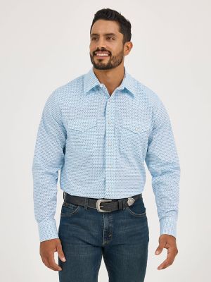 Men's 20X® Competition Advanced Comfort Long Sleeve Two Pocket Western Snap Shirt in Blue Fence