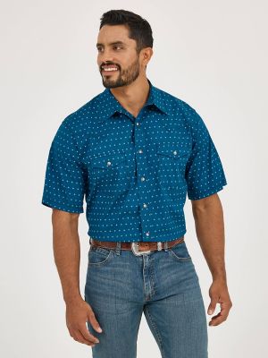 Men's 20X® Competition Advanced Comfort Short Sleeve Western Snap Shirt in Turquoise Cross