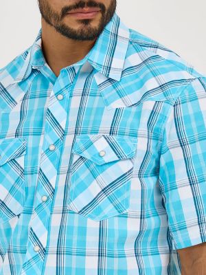 Men's 20X® Competition Advanced Comfort Short Sleeve Western Snap Shirt in Bright Sky Plaid alternative view 2