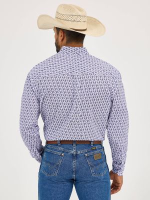 Wrangler® George Strait™ Long Sleeve Button Down One Pocket Shirt in Amethyst Fin