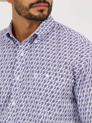 Wrangler® George Strait™ Long Sleeve Button Down One Pocket Shirt in Amethyst Fin