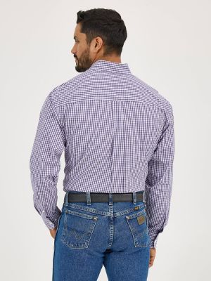 Wrangler® George Strait™ Long Sleeve Button Down Two Pocket Shirt in Amethyst Checks