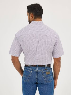Wrangler® George Strait™ Short Sleeve One Pocket Button Down Shirt in Diam Blue Red alternative view