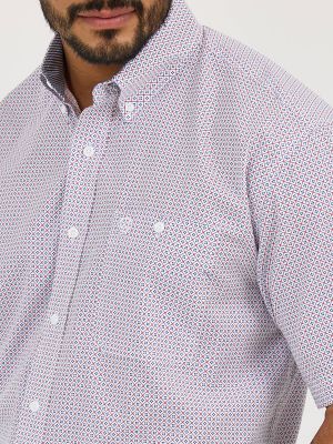 Wrangler® George Strait™ Short Sleeve One Pocket Button Down Shirt in Diam Blue Red alternative view 2