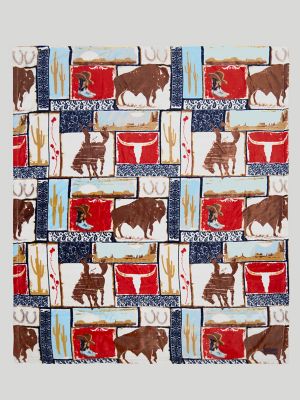 Wrangler Travel Blanket in Vintage Cowboy
